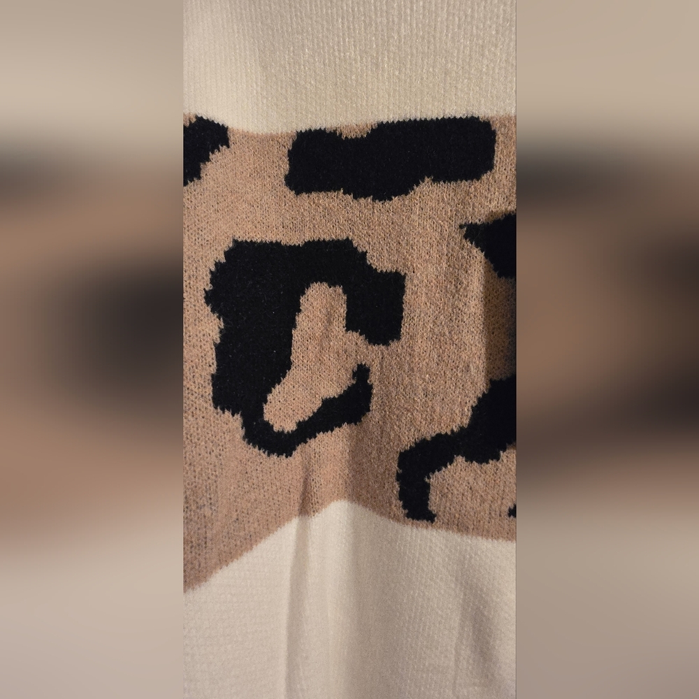 HEIMISH USA White and Tan Leopard Print Sweater - Picture 4 of 6